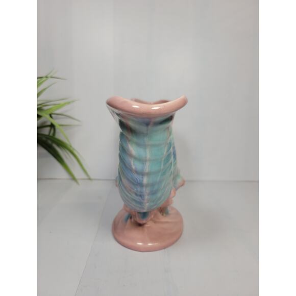 Vintage Royal Haeger Double Nautilus Shell Vase, Pink and Turquoise Planter R322 - Picture 5 of 6